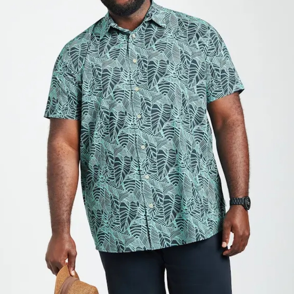 Men's Green Leaf Print Shirt